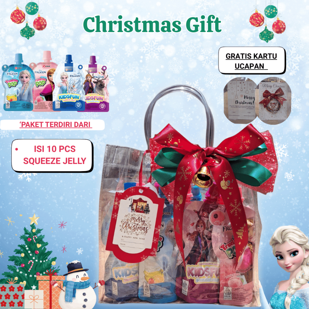 Chrismas Edition Package 7COSIA Disney Frozen Kids Fun Squeeze Jelly Cemilan Jelly Yougurt Beku