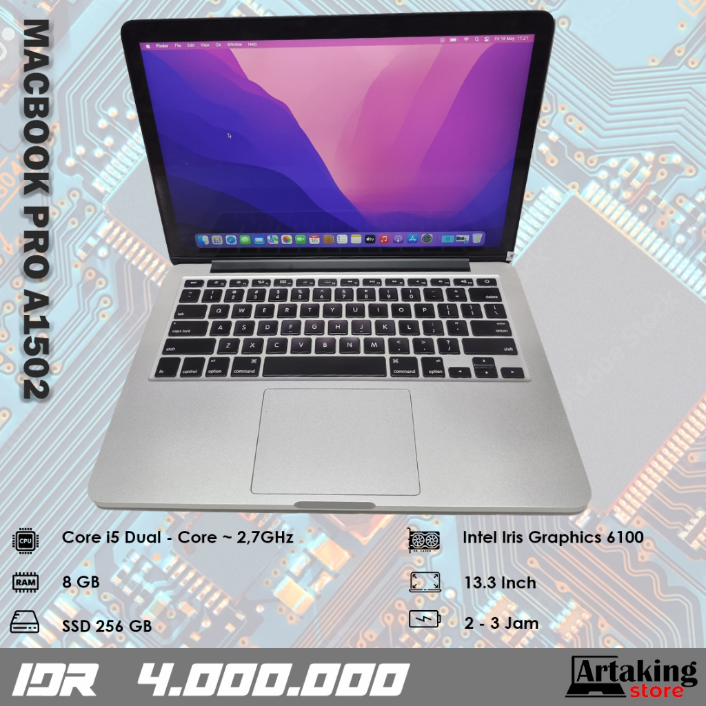 Macbook Pro A1502 (2015) - Core i5 - Ram 8 GB - SSD 256 GB
