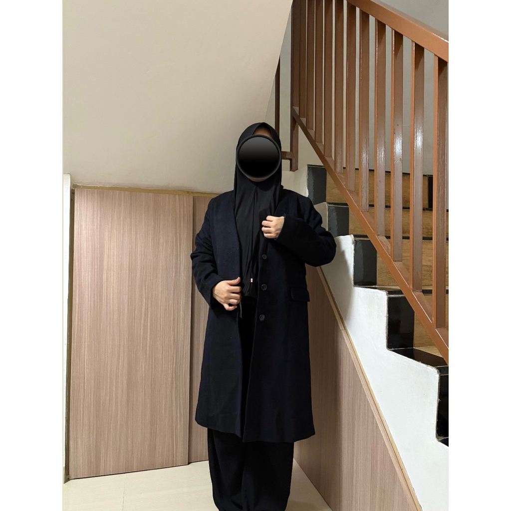 Coat Winter Tebal Hangat Lembut LD 102 Global Uniqlo (GU) Navy Wol