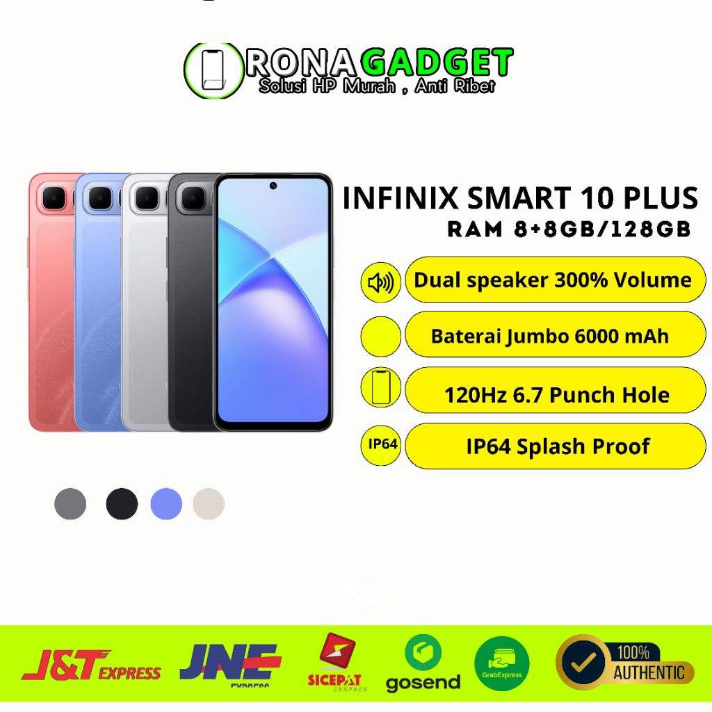 Infinix Smart 10 Plus | Ram 8GB/128GB | 6000 mAh | Barang Resmi Bergaransi