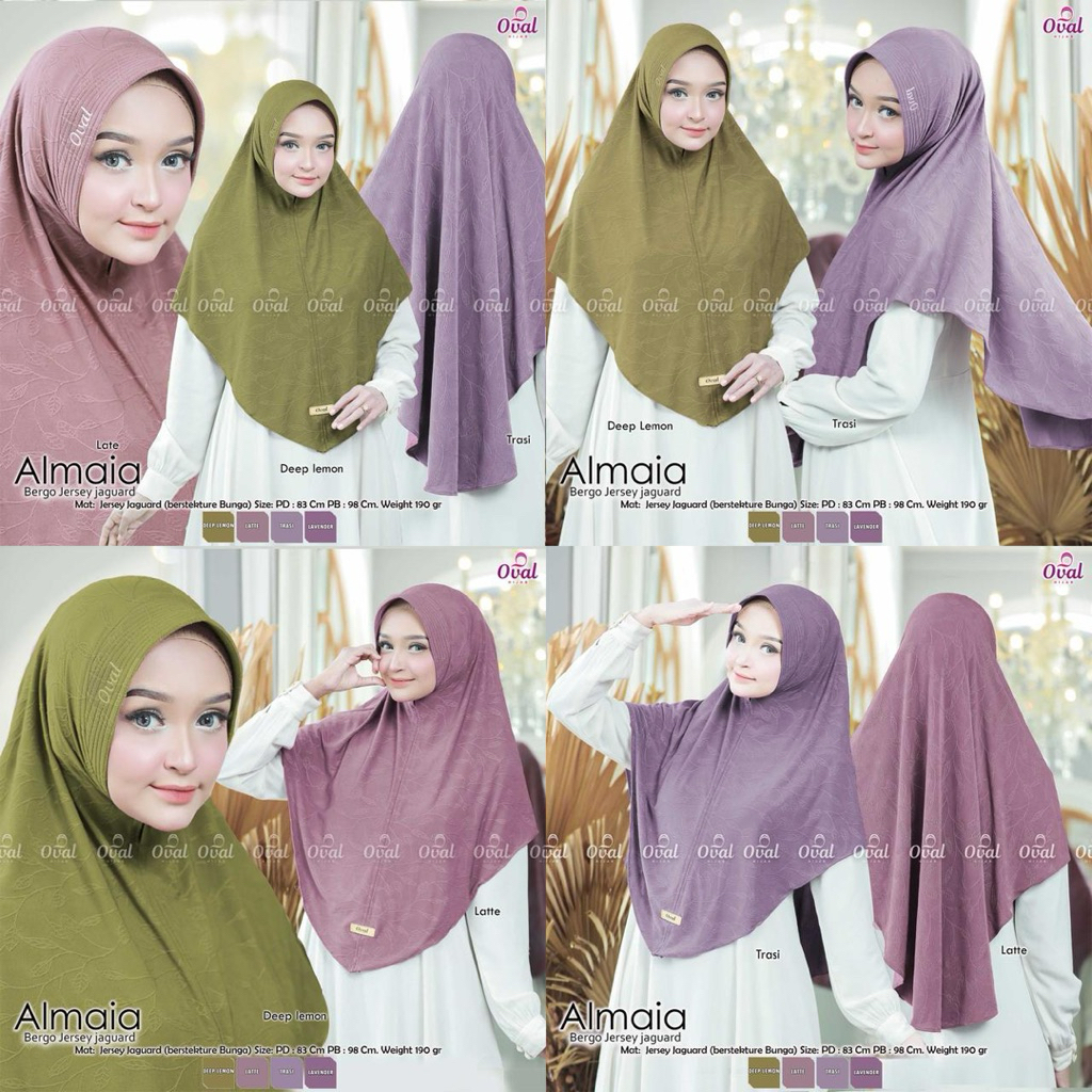 Almaia Bergo Hijab Jersey Jaguard Original Oval Hijab Jersey Oval Hijab Jersey