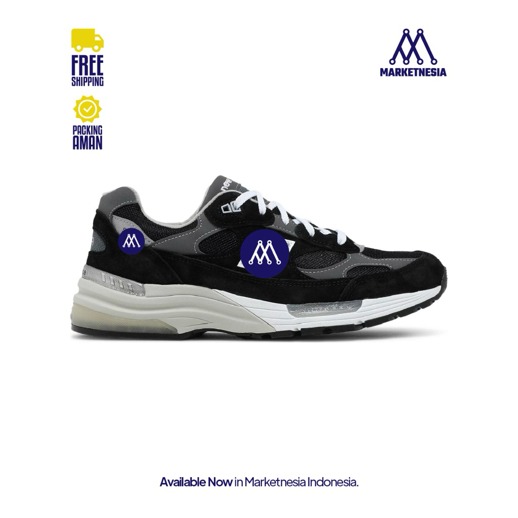 Sepatu 992 Black White Grey 100% BNIB