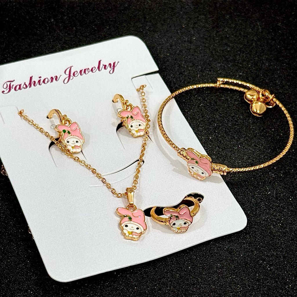 Perhiasan Set Anak Rhodium Karakter Lucu Kelinci Melody SA06008