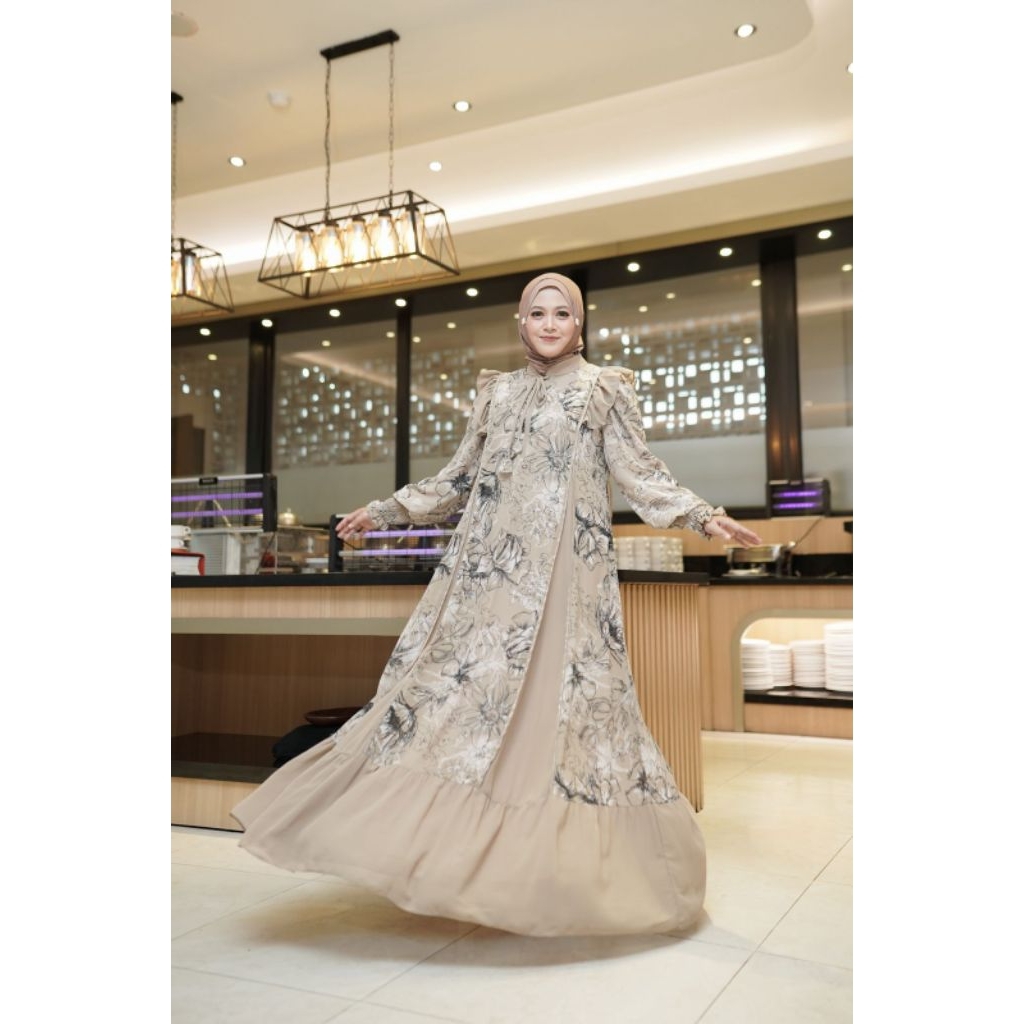 Dres FALISHA By KASTURI FASHION/Gamis Syar'i motif kembang dan rempel
