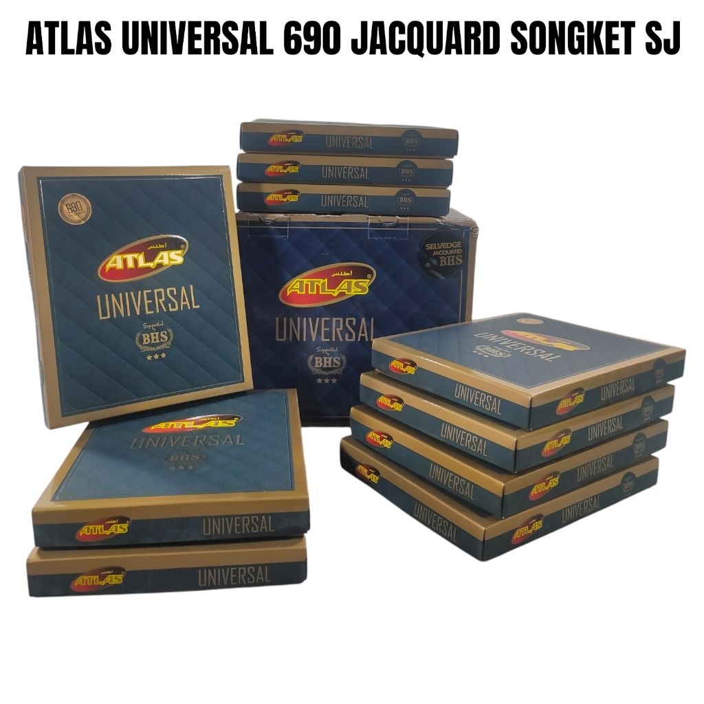 Sarung Atlas Universal 690 SJ Jacquard songket putih Ecer Grosir
