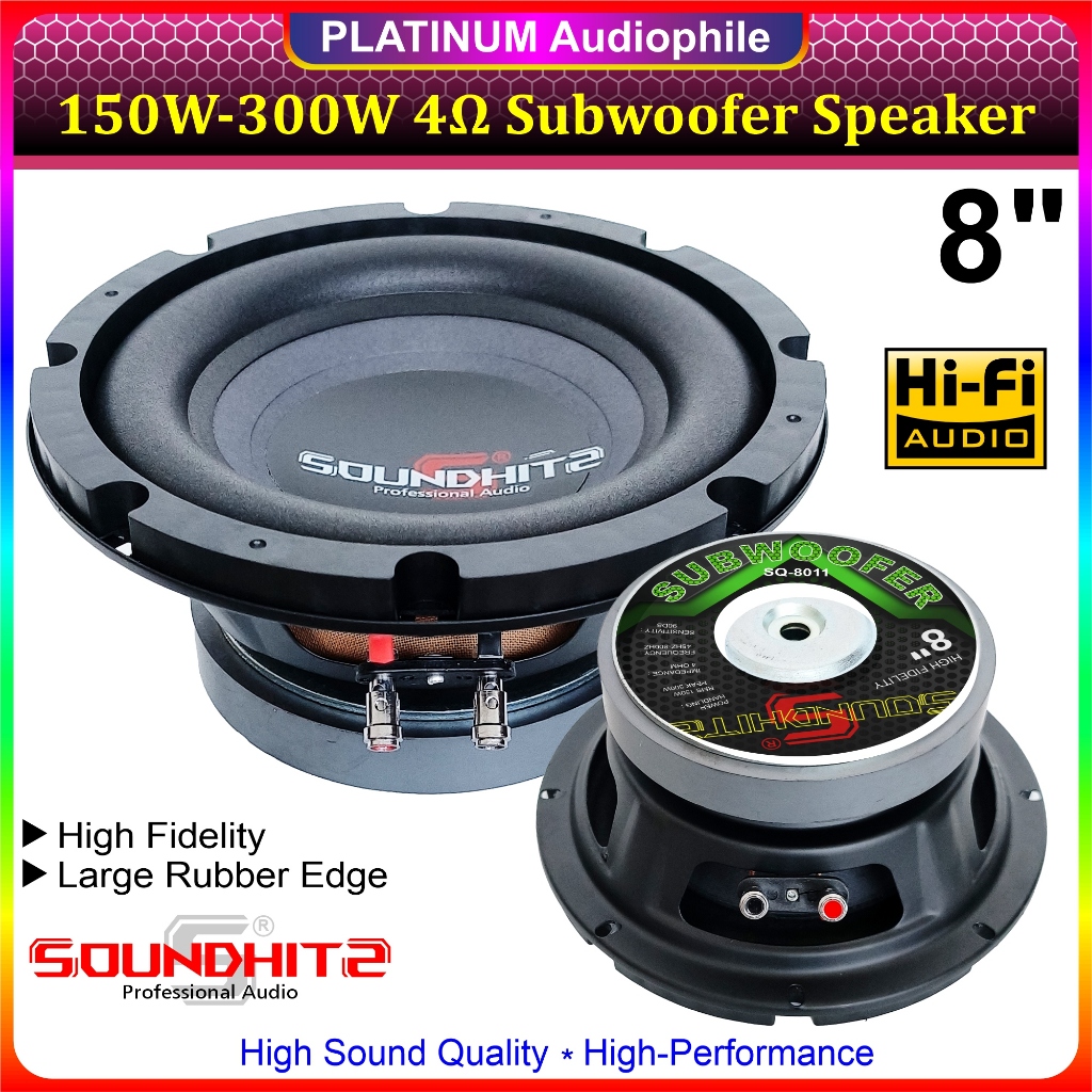 Speaker Subwoofer 8 Inch 4 ohm 150W-300W LOW BASS 8" Hifi Speker Soundhits SQ-8011