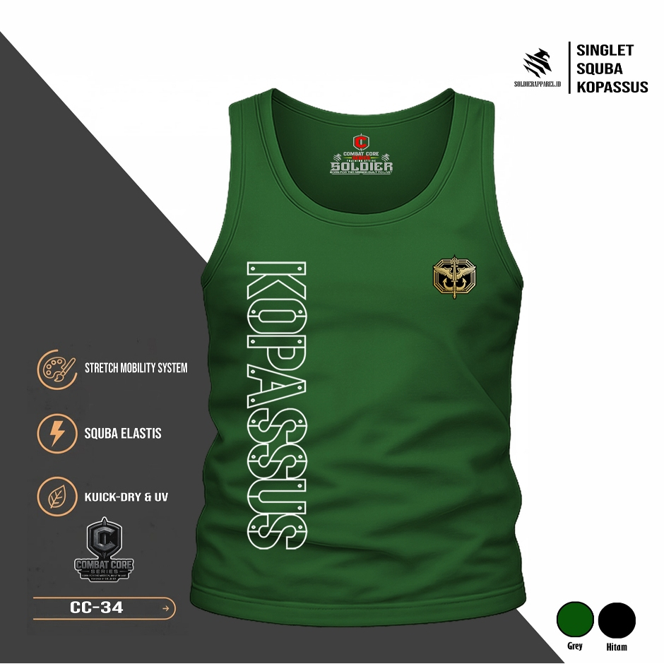 Singlet Gym KOPASSUS – Combat Core Series | Stretch Fit & Adem