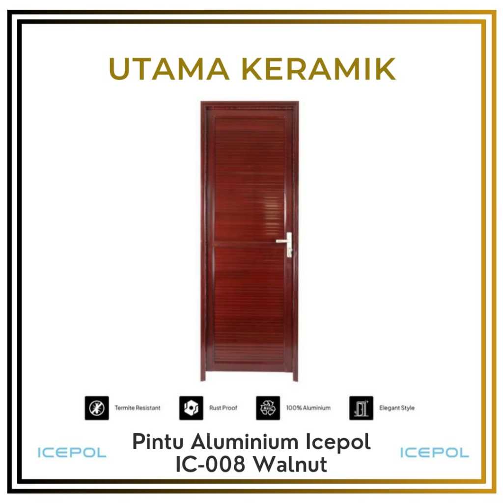 Pintu Aluminium Icepol IC 008 Walnut - Pintu Aluminium 70x200 Walnut
