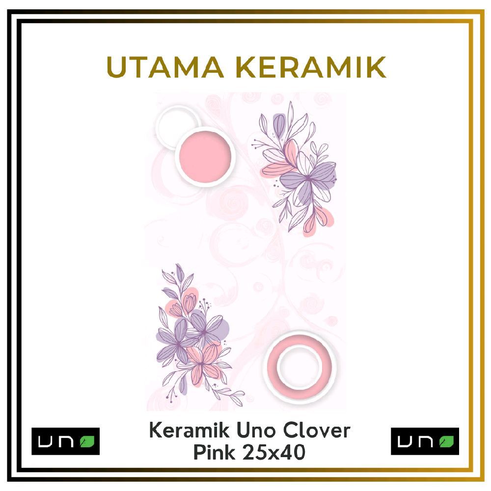 Keramik Uno 25x40 Clover Pink - Keramik Dinding Pink Motif Bunga
