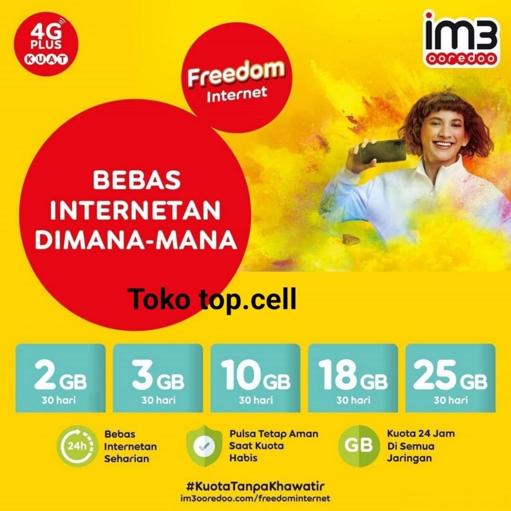 Paket Data Indosat Freedom Internet 3GB, 6GB, 9GB, 13GB, 16GB, 18GB