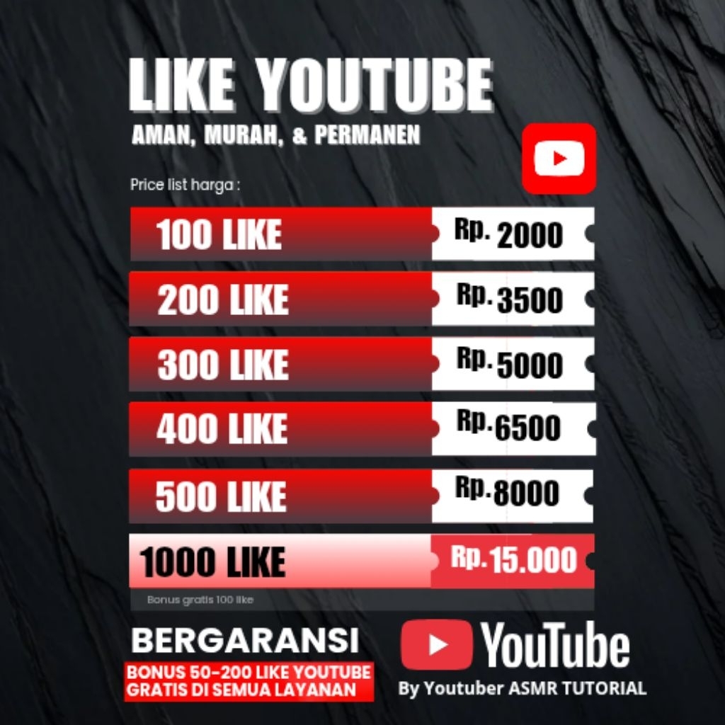 LIKE YOUTUBE PERMANEN GARANSI & TERMURAH