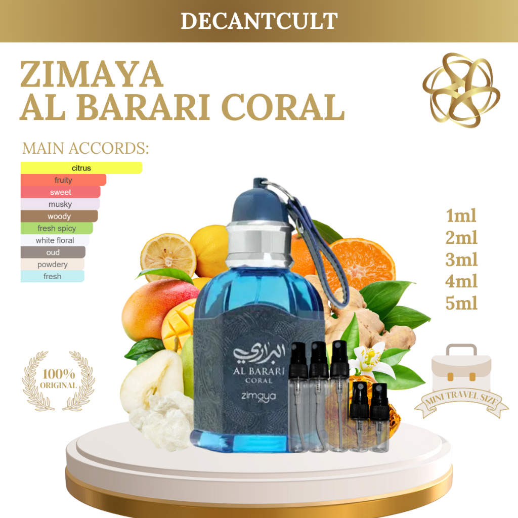 DECANT Parfum Zimaya Al Barari Coral EDP Like Blue Talisman + God Of Fire