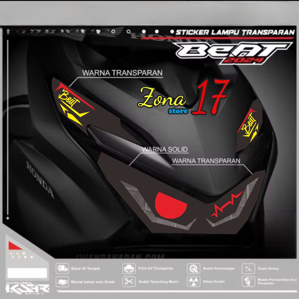 Sticker Variasi Lampu Alis Motor Beat 2024 Beat Sporty 2024 Terbaru Sticker Beat 2024 Cutting lampu
