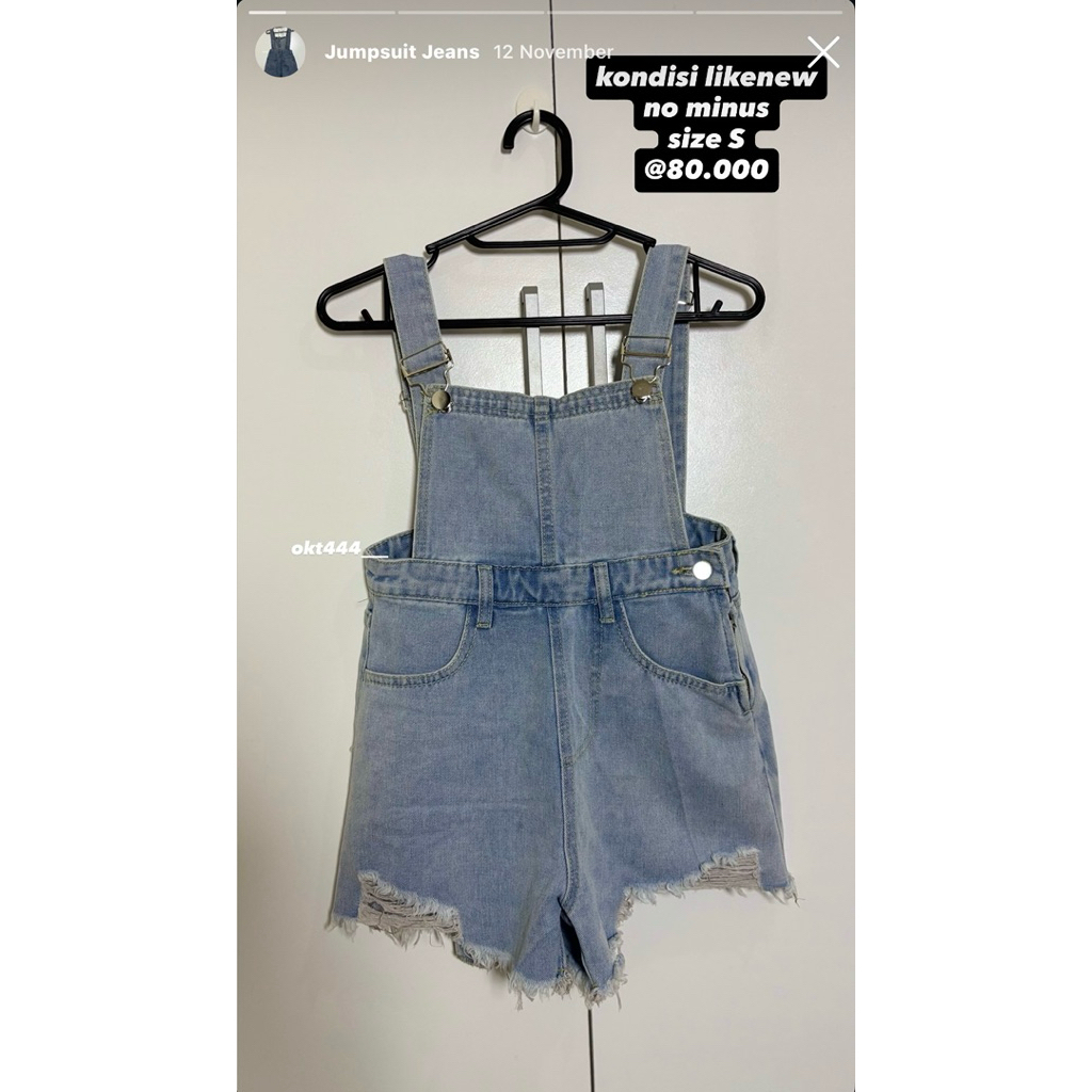 PL Overall Jumpsuit Jeans Pendek Wanita