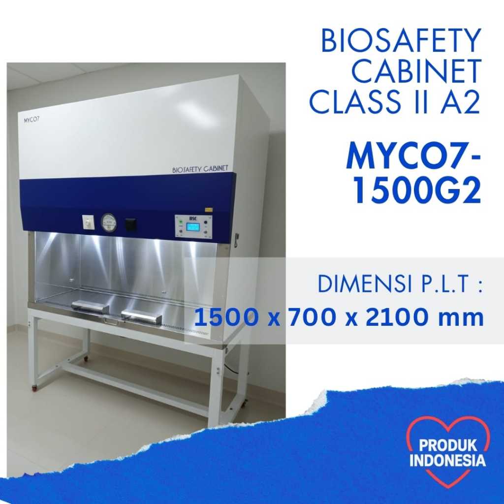 BIOSAFETY CABINET BSC CLASS II A2 MYCO7-1500G2 1.5M HEPA H14 Resirkulasi 70%