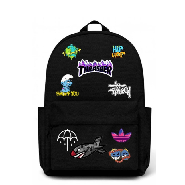 Ransel Streetwear Sticker Tas Ransel Streetwear Sticker HipHop Thrasher – Backpack Sekolah Sticker H