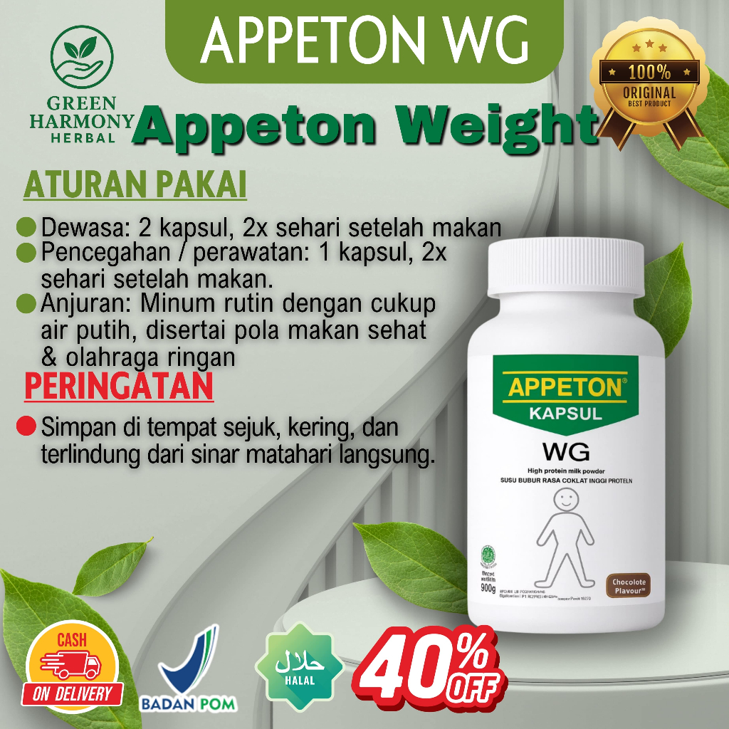Appeton WG Kapsul Susu Tinggi Protein Membantu Menaikkan Berat Badan & Meningkatkan Nafsu Makan BPOM