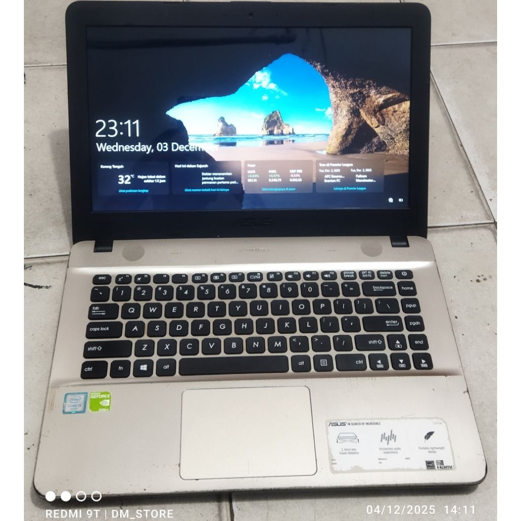 laptop core i3 Asus x441uv gen 6 double VGA siap pakai