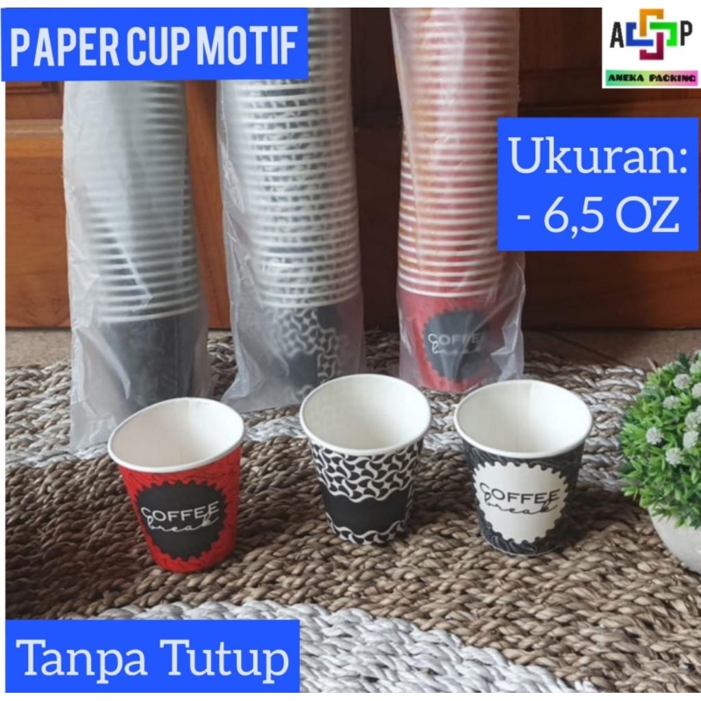 (50pcs)Paper Cup Polos & Warna 6.5oz/Gelas Kertas Tahan Panas/Gelas Paper Kopi