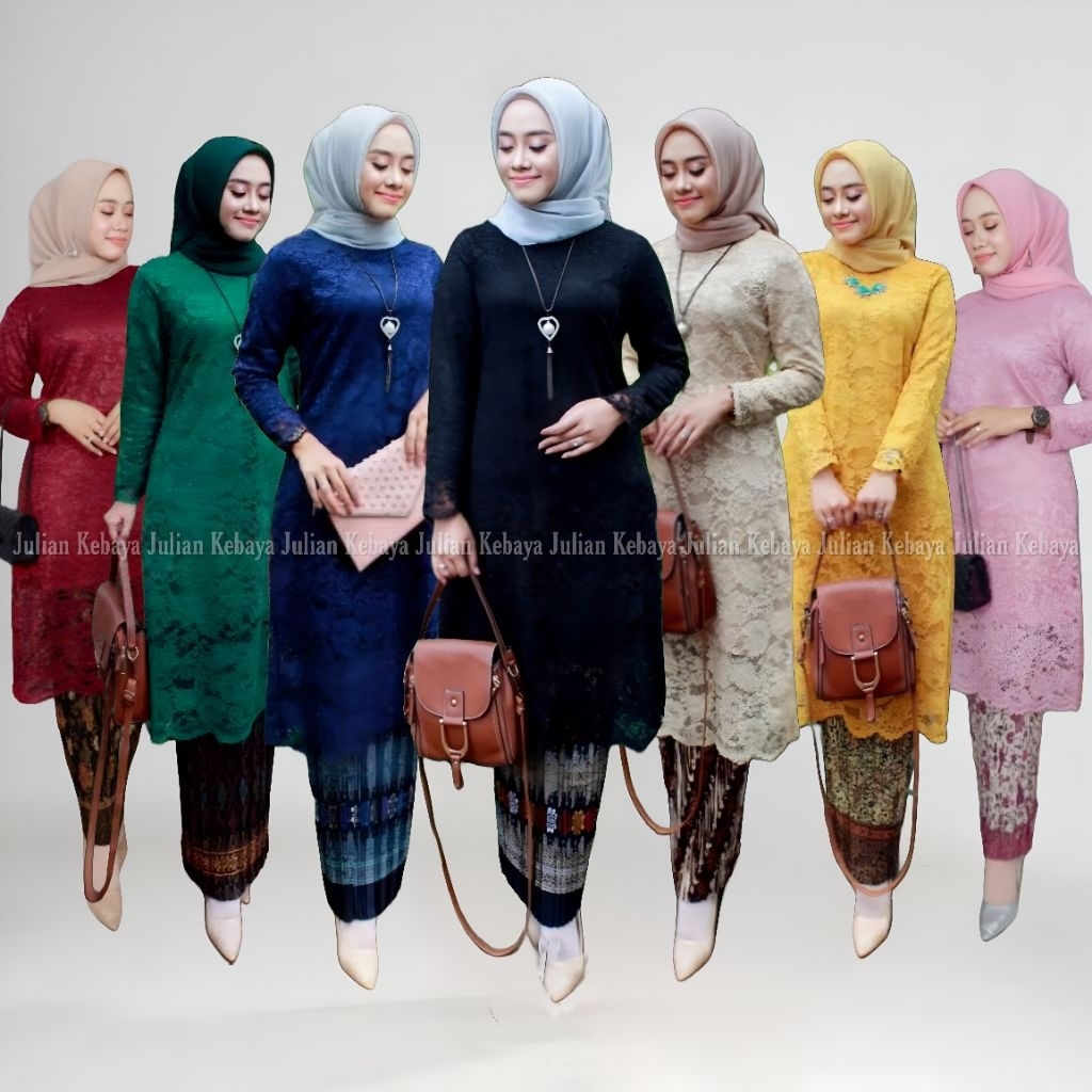 Setelan Kebaya Brokat Tunik Modern Jumbo Set Kebaya Brukat Kondangan Atasan Wisuda Rok Plisket Pesta