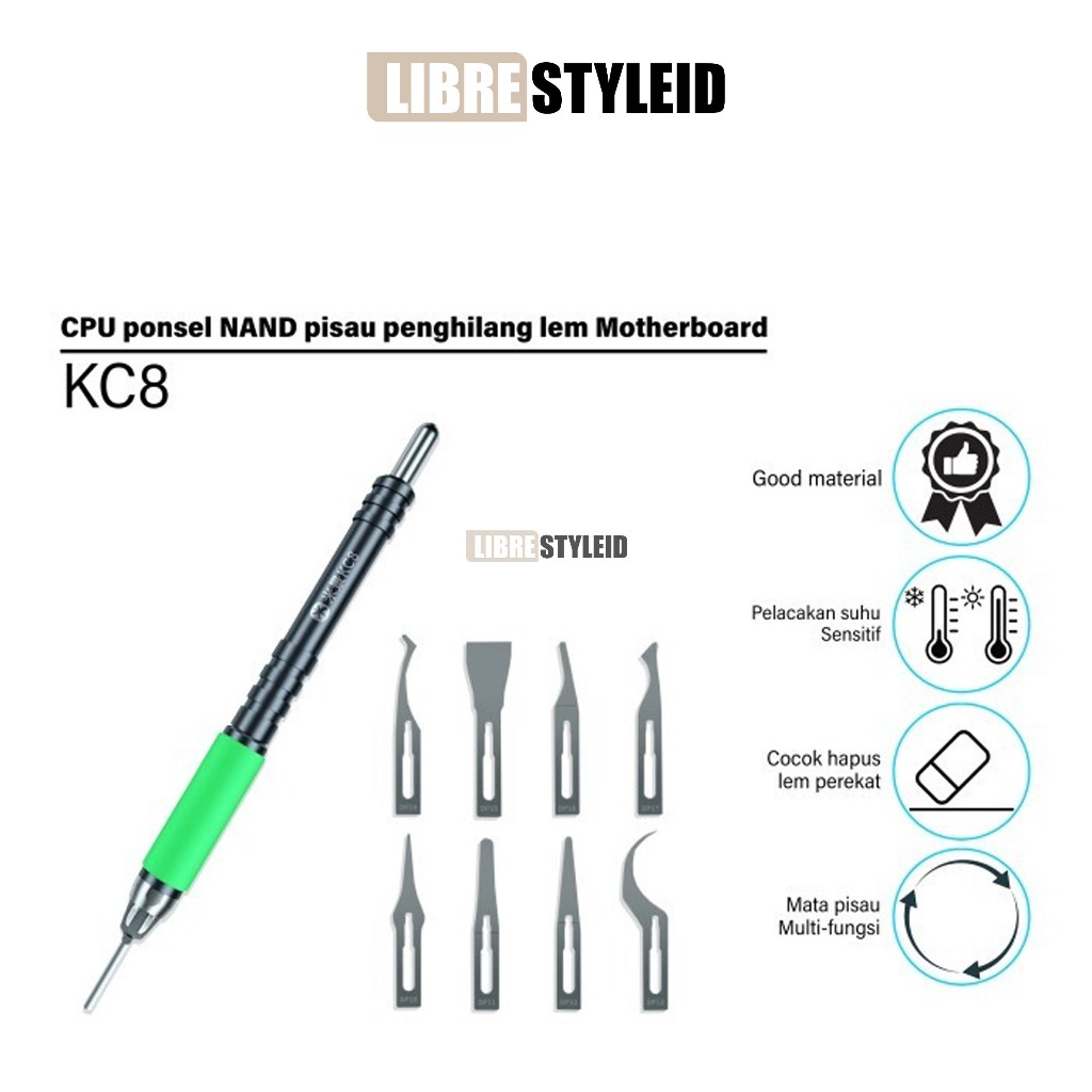 Mijing KC8 Pisau Penghilang Lem Multifungsi – Kit Pegangan Pisau IC untuk Glue Remove, Disassemble C