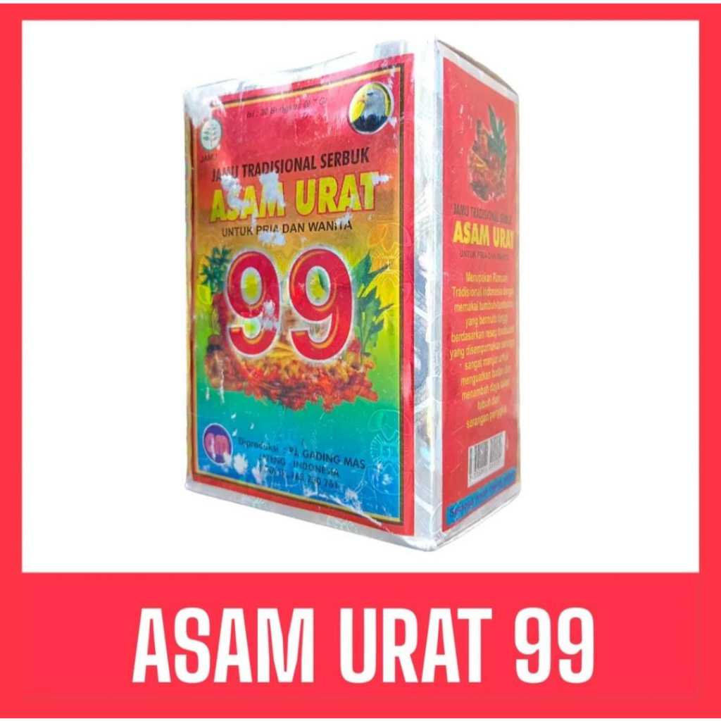 Jamu Asam Urat 99 1 Kotak Isi 30 Bungkus, Pegal Linu, Kesemutan, Encok, Nyeri Sendi