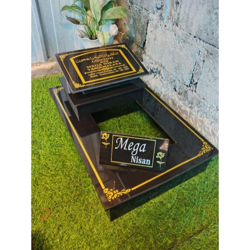 BATU NISAN BAYI UKIR GRANIT TILE TERMURAH (60X40)//KIJING MAKAM BAYI/PAPAN NAMA KUBURAN+PACKING KAYU