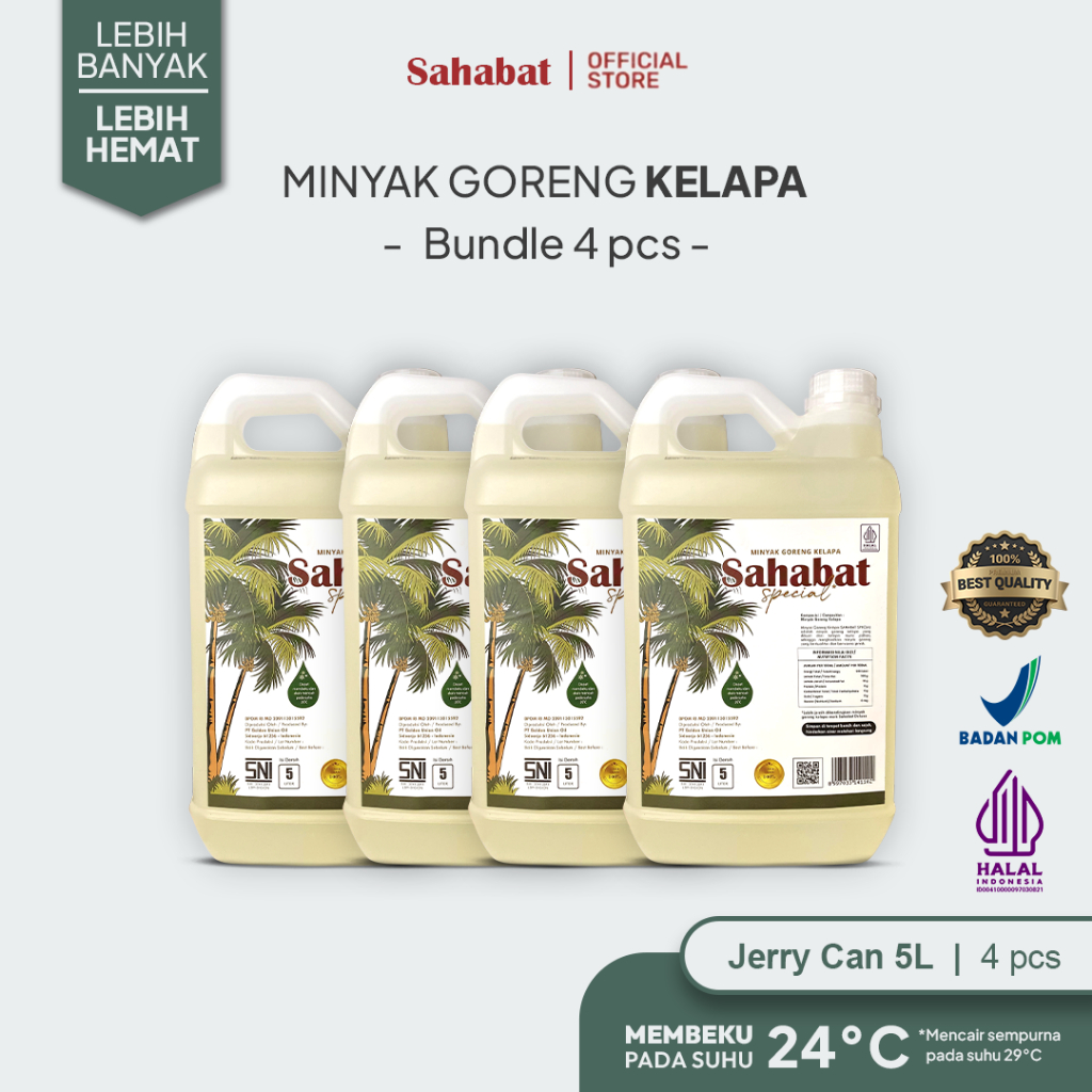 Sahabat Special Minyak Goreng Kelapa 5L Jerigen (4pcs) - Coconut Cooking Oil | 5 Liter Jerry Can (4 