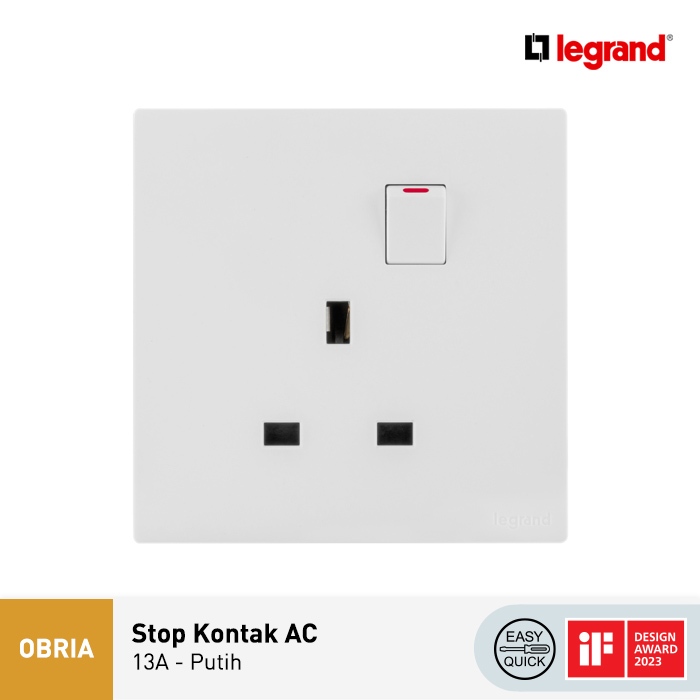Legrand Obria Stop Kontak AC - Saklar dengan Indikator - 13A