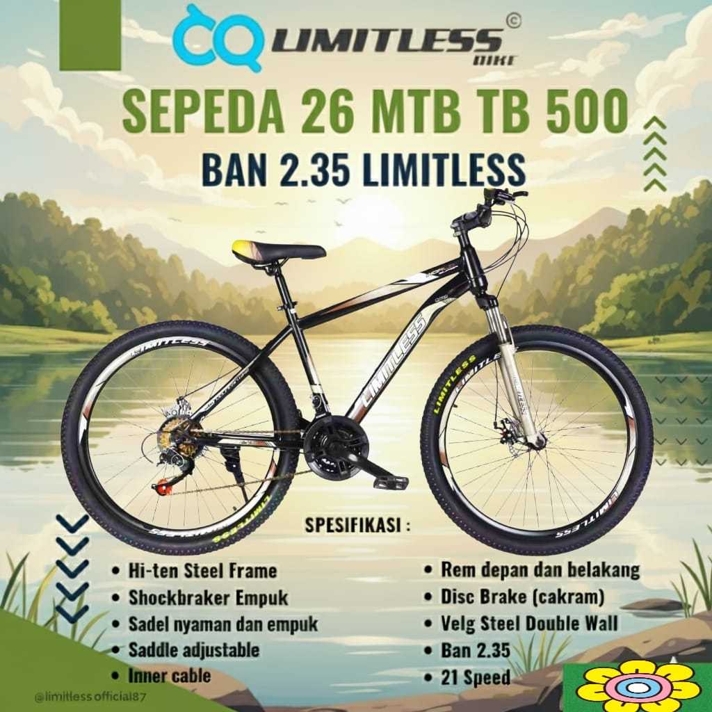SEPEDA DEWASA LIMITLESS 26 MTB TB 500, Ban 2.35