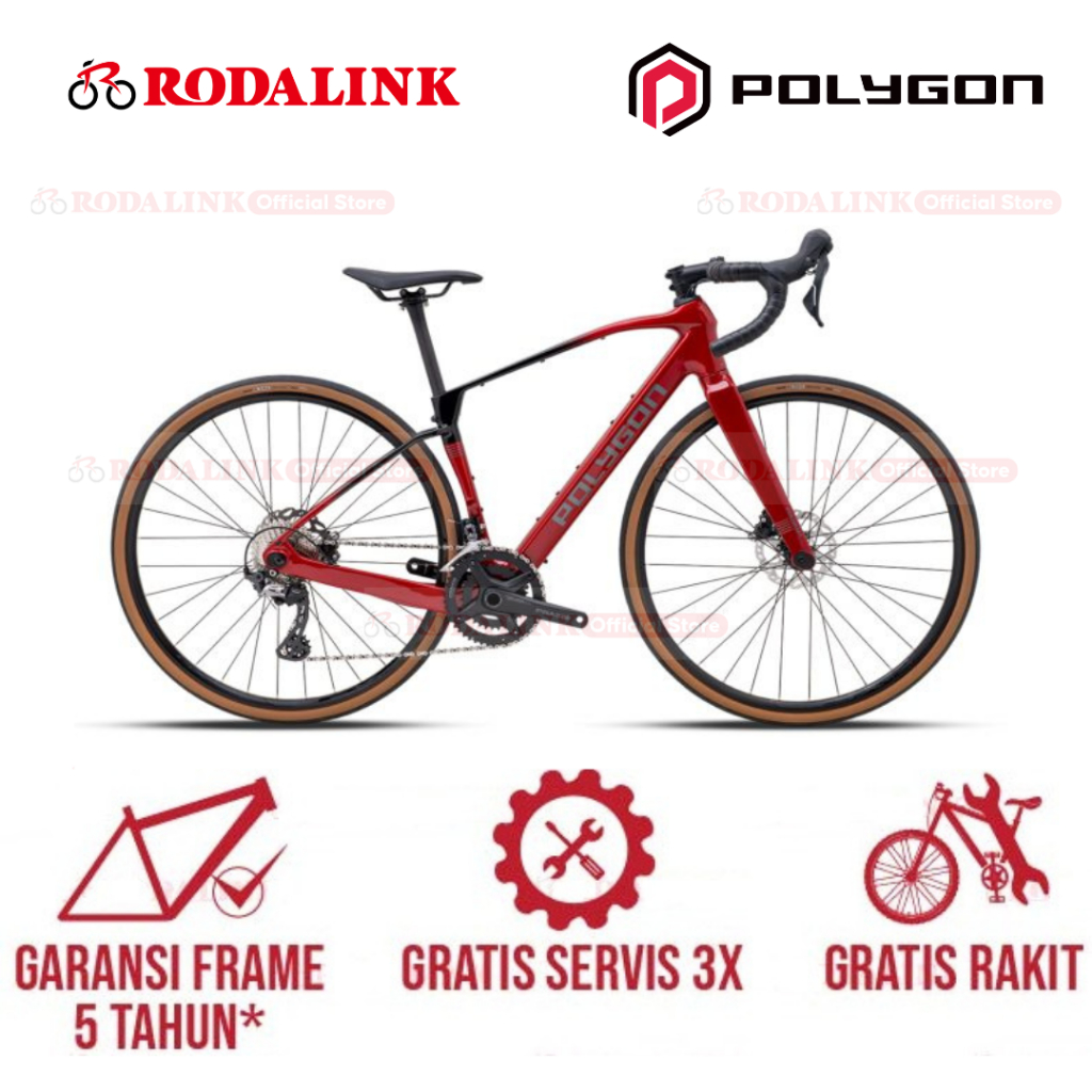 Polygon Sepeda Gravel Tambora A5 - Shimano GRX Carbon Frame & Fork, All Road Bike 2x11 Speed