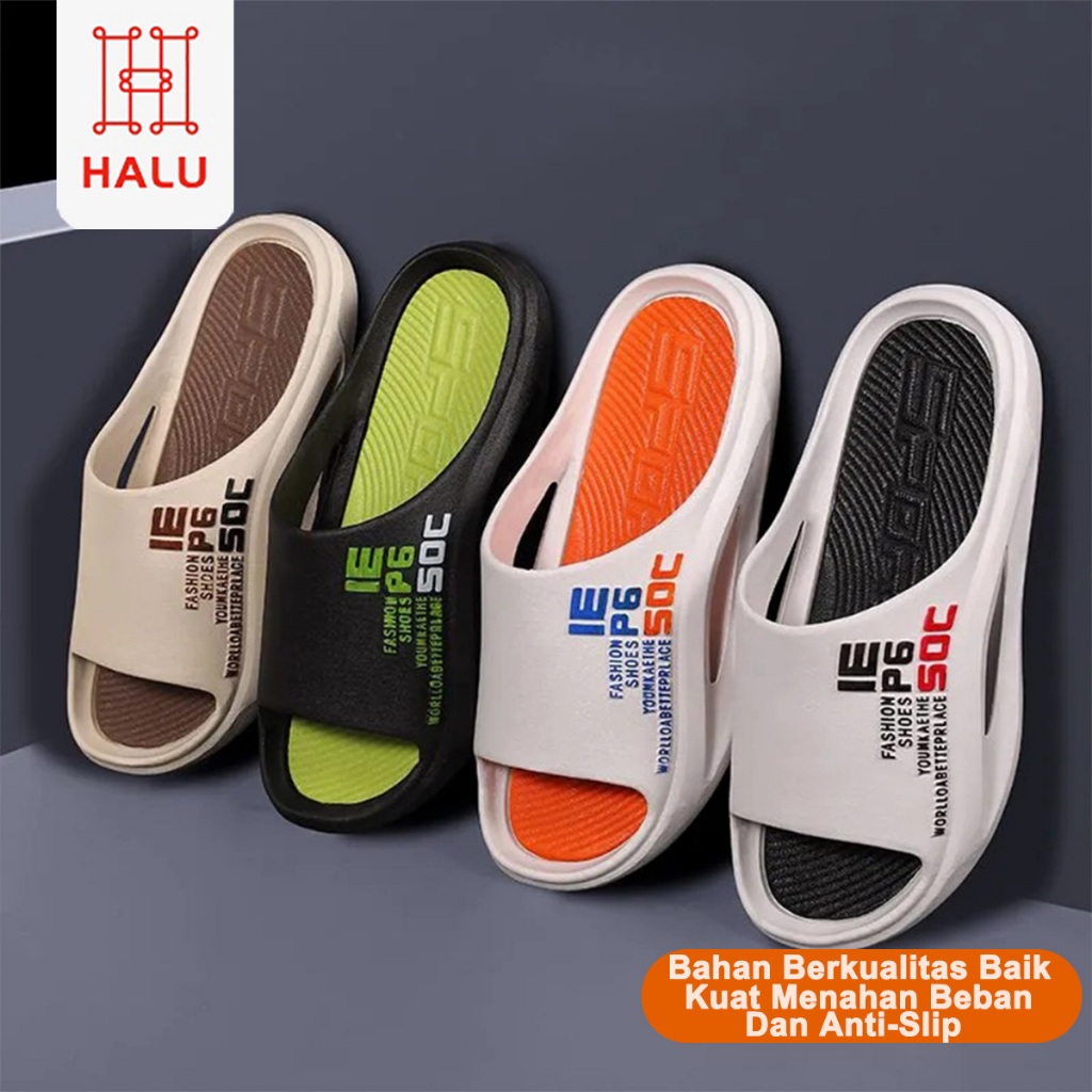 Halu Sendal Pria Import Sandal Pria Slip On Korean Style EVA Empuk Ringan HSN226