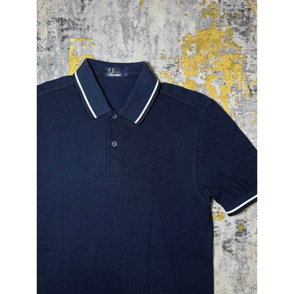 FRED PERRY TWIN TIPPED POLO SHIRT NAVY