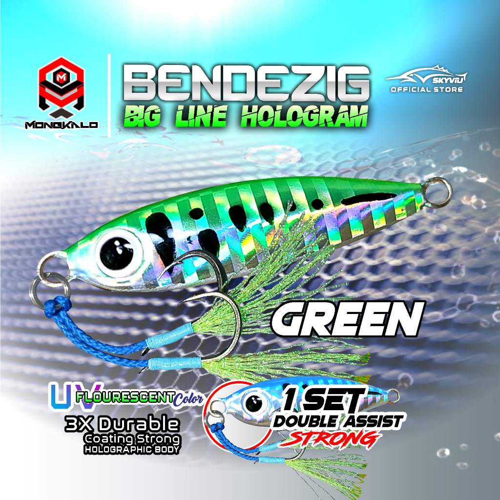 Mongkalo Bendezig Garis-Besar noGID noMotif Fluorescent 15 Hijau