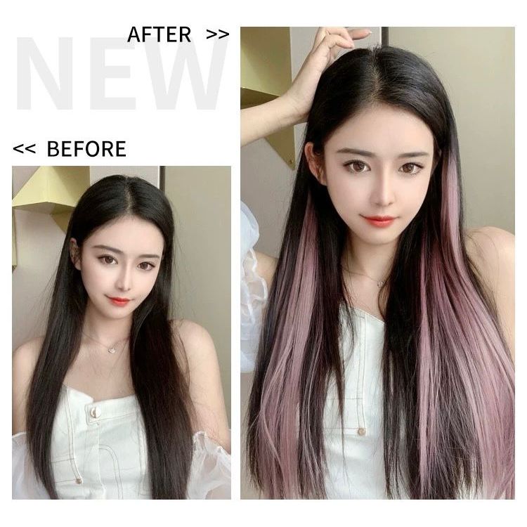 < SJA > Jepitan Pemanjang rambut warna warni / Wig rambut palsu wanita / Jepitan Wig Warna Warni Jep