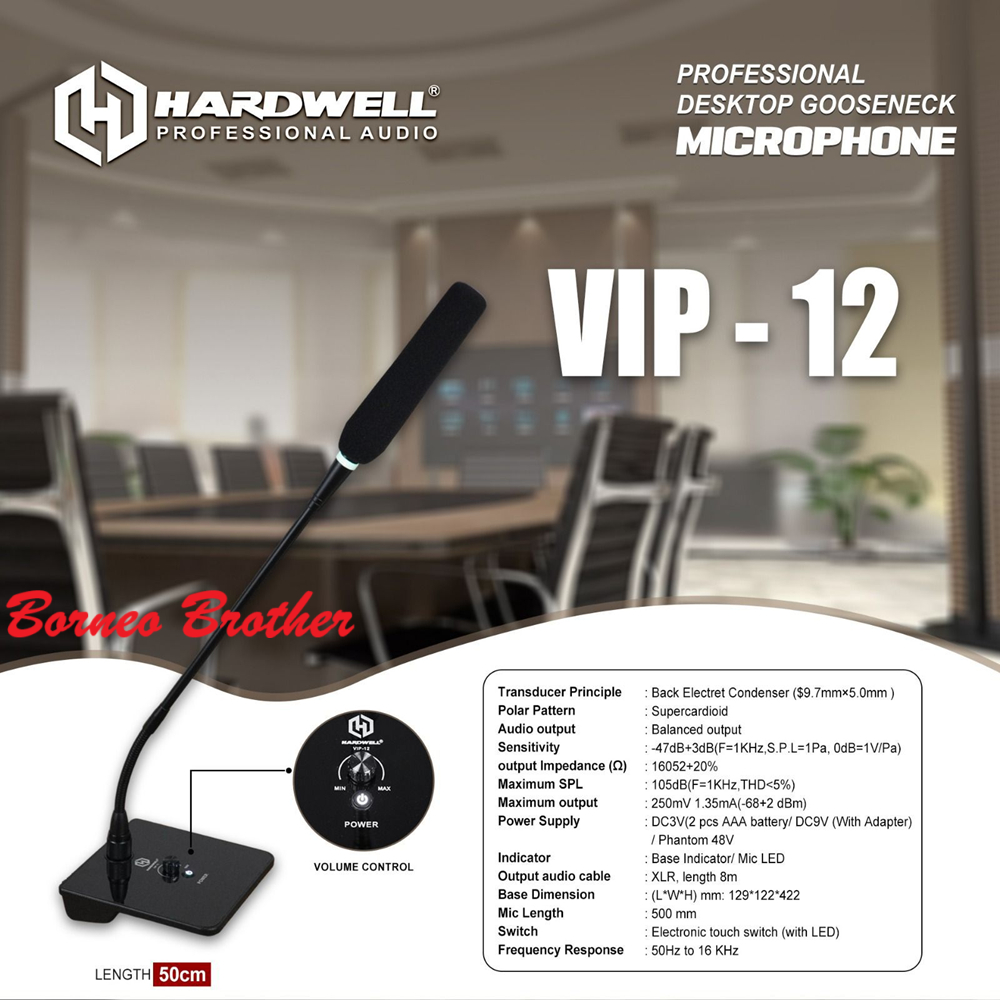 Hardwell VIP-12 VIP 12 VIP12 Original Mic Meja Mic Conference 50cm