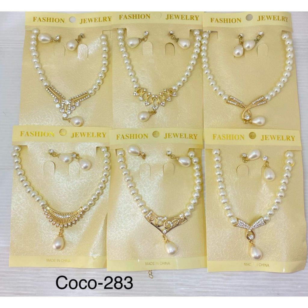 Kalung Mutiara/Kalung Set kode Coco 283/Kalung+Anting/Kalung Set Mutiara harga/card