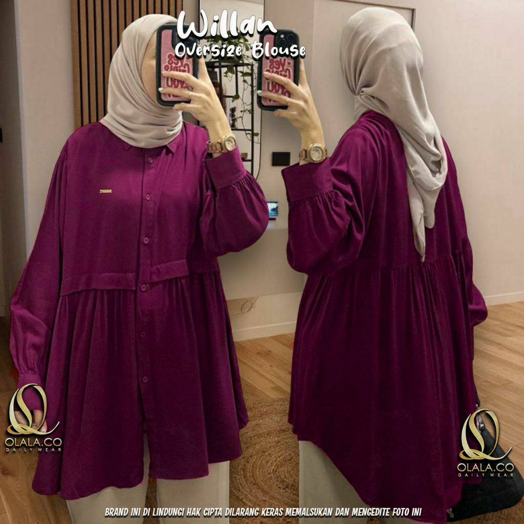 magenta tua Weellan kemeja Oversize Ld 120-150 XXL fit XXXXXXL blouse katun viscose adem & jatuh / O