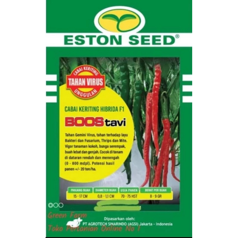 ORIGINAL BOOS TAVI 10 gr  Benih Cabai Keriting Hibrida Anti Virus Bostavi