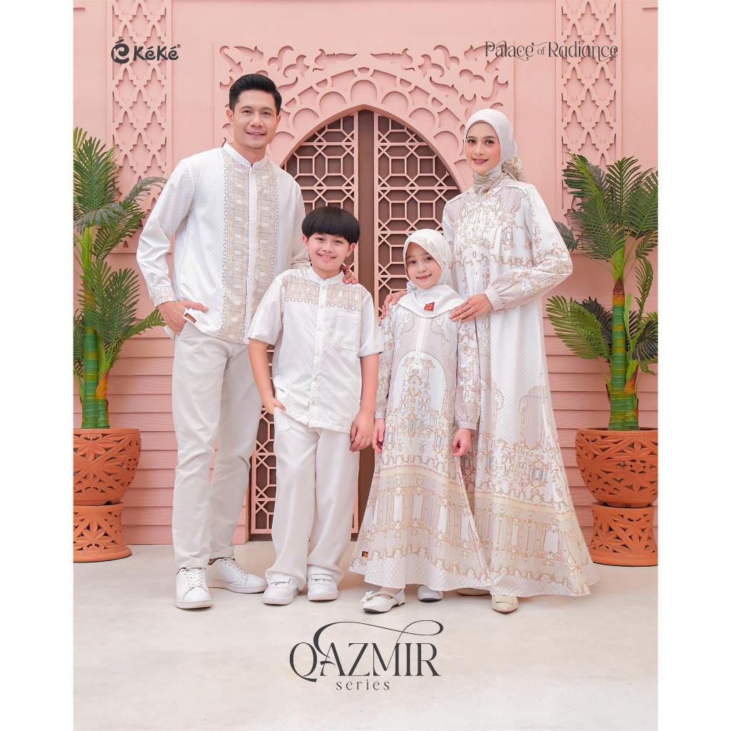 Sarimbit Terbaru 2026 Sarimbit KeKe QAZMIR FAMILY BROKEN WHITE Gamis KeKe Terbaru Baju Couple Keluar