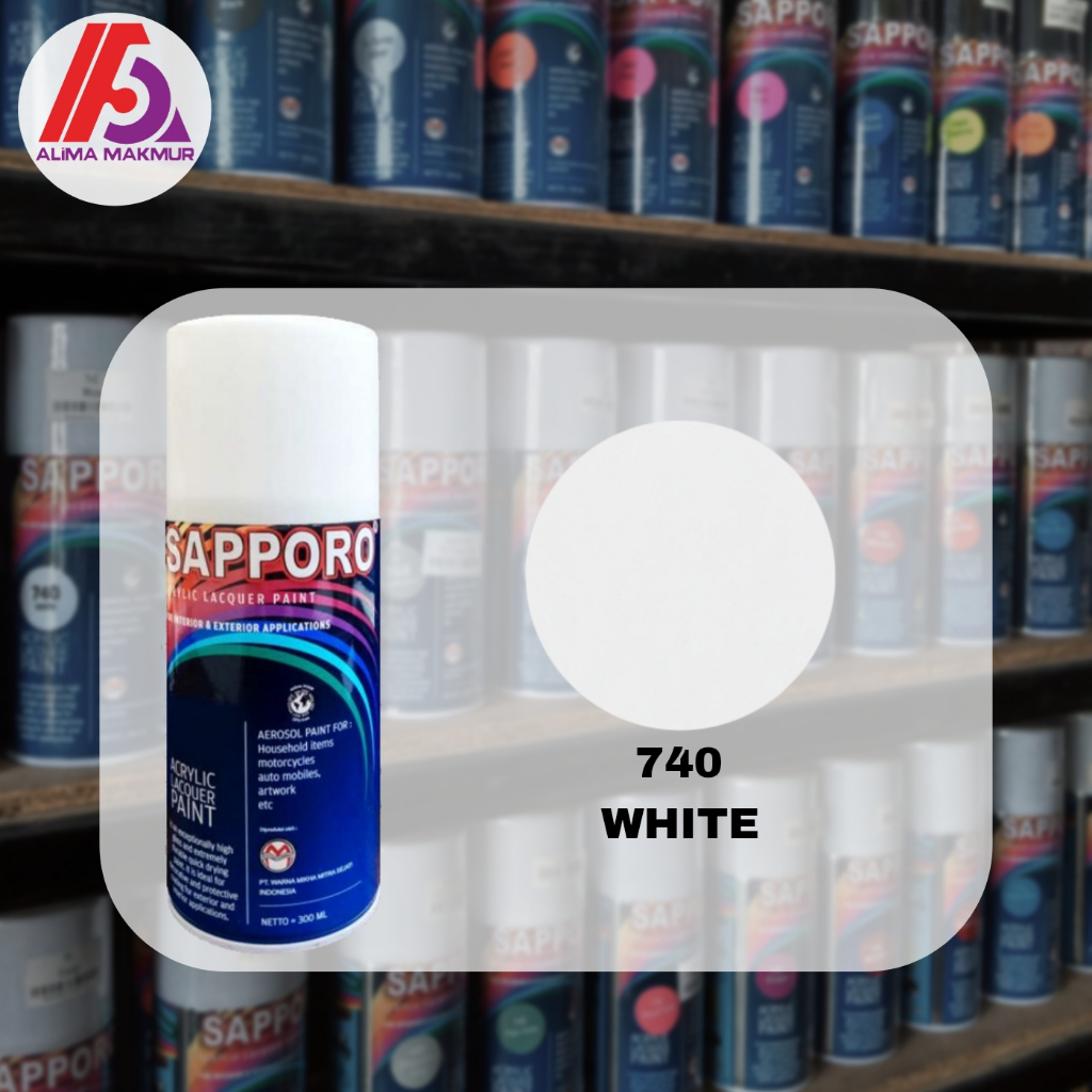 Sapporo Acrylic Lacquer Paint 740 White 300ml / Pilok Putih Mengkilap / Pilok Putih Gloss / Sapporo 