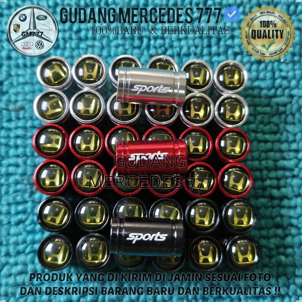 TUTUP PENTIL BAN MOBIL MOTOR LOGO HONDA SPORT MODEL 2 TUBULAR SPORT