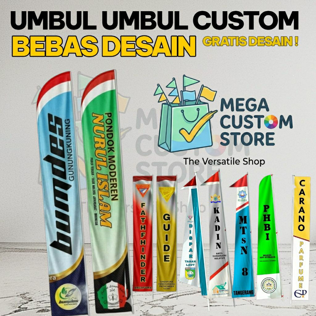 Juleashop Bendera Custom Umbul Umbul 3 4 5 Meter Bebas Desain