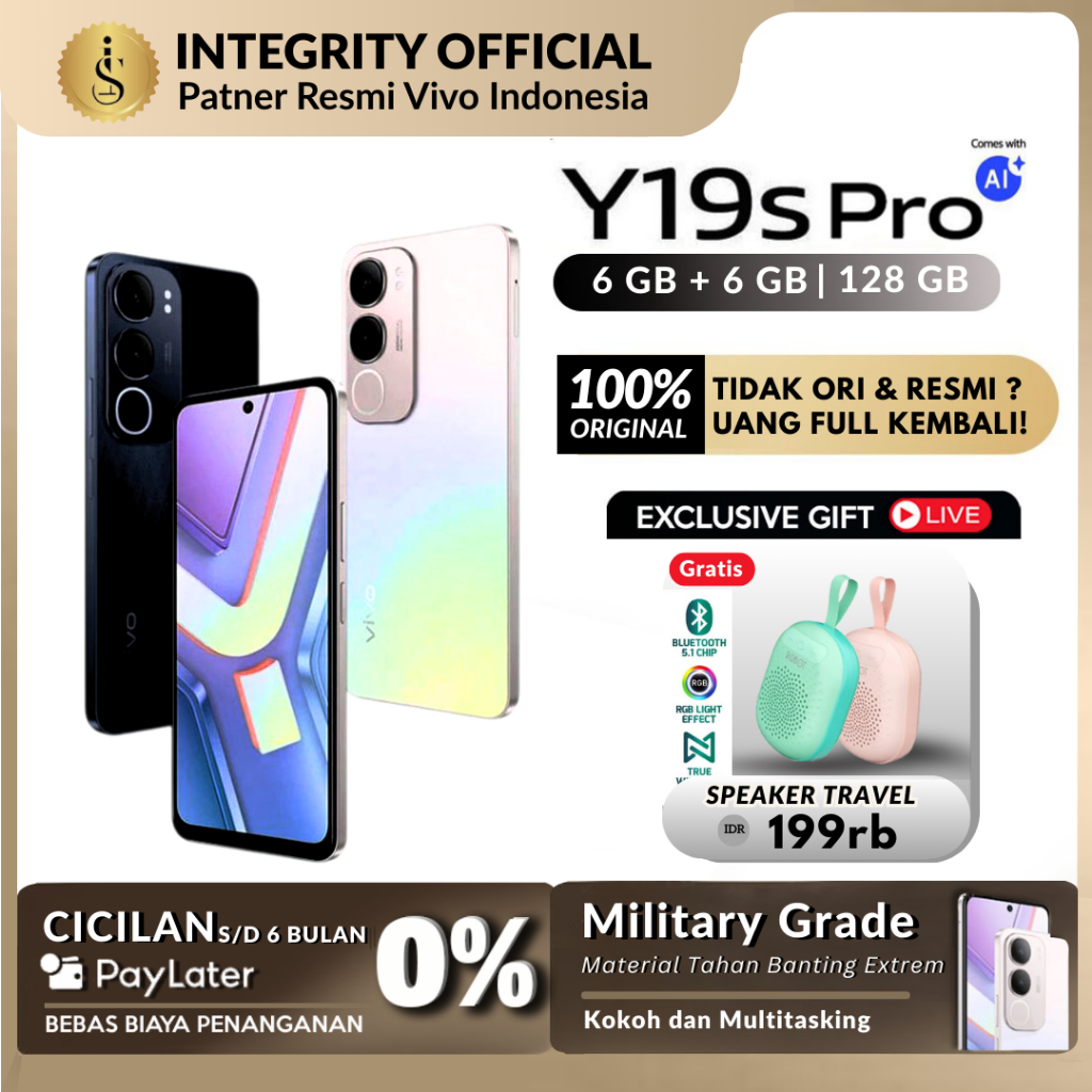 [INSTANT] Vivo Y19S Pro Ram 6+128GB 100% Garansi Resmi Ori Vivo Terbaru 2025 COD