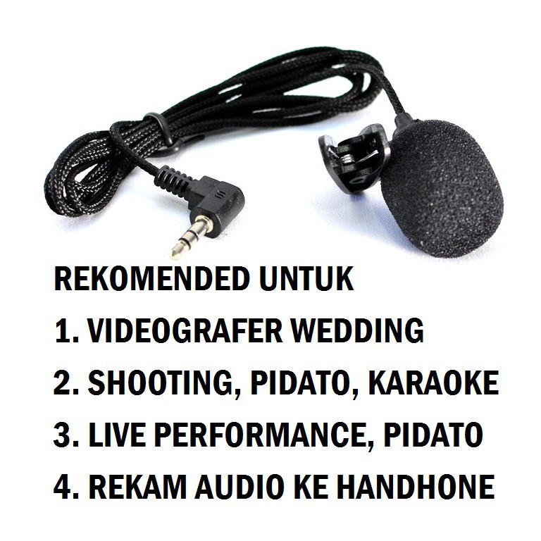 PAKET MIC CLIP ON+SPLITER Videografer Splitter Audio Jack 3.5mm Microphone Mic Clip