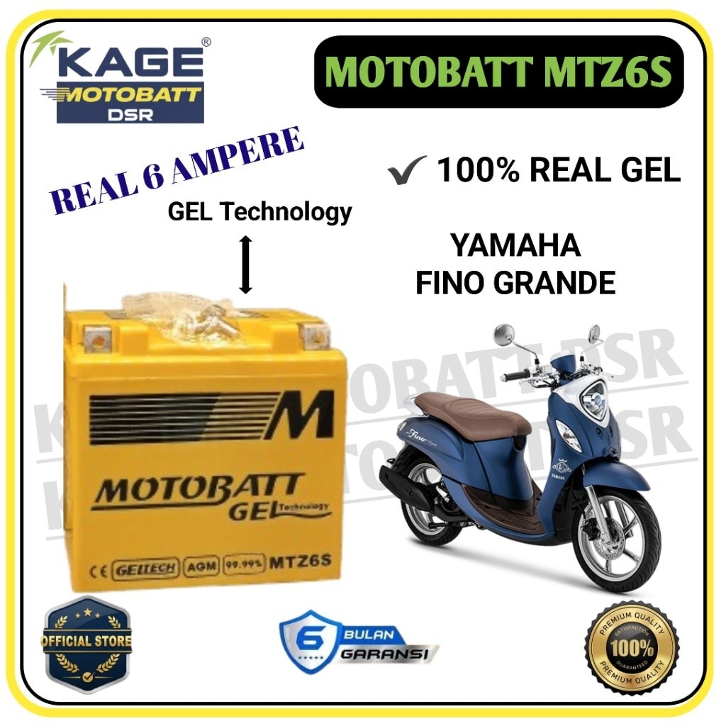 Aki Motobatt Gel MTZ6S - 4.2Ah Aki Motor Yamaha Fino Grande ( Garansi 6 Bulan )