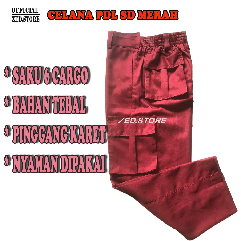 CELANA PDL SD WARNA MERAH PINGGANG KARET