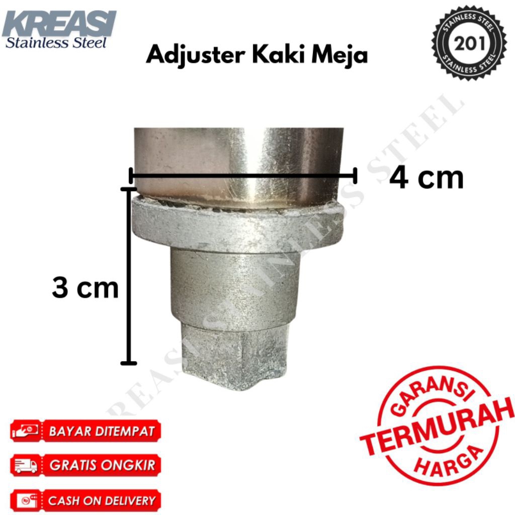 Adjuster Kaki Meja Stainless Steel Bulat Cor Amonium 1,5 inch Murah