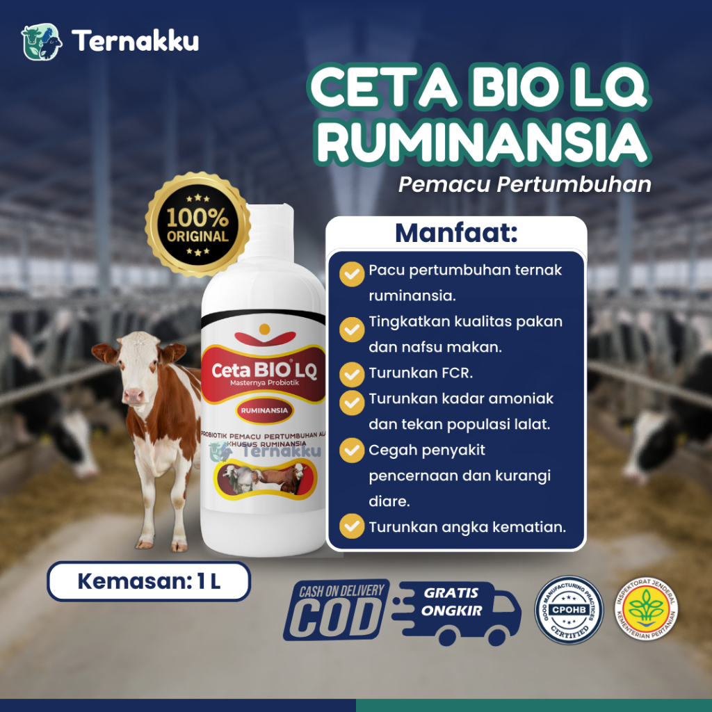 Ceta BIO LQ Ruminansia 1 liter – Probiotik Pemacu Pertumbuhan Alami Ternak Ruminansia