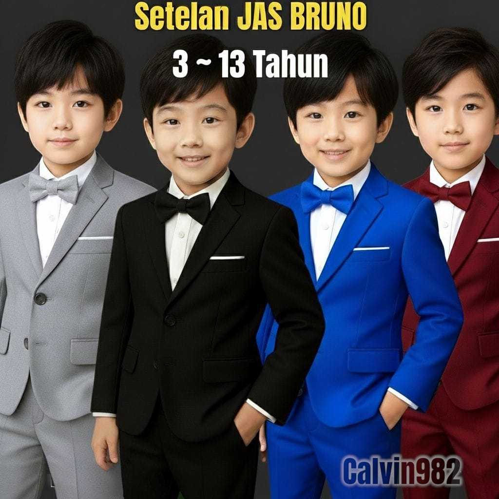 Vinnzz Setelan Jas BRUNO 3-13 Tahun Set Stelan Blazer Baju Anak Laki Cowok Keren Pesta Wisuda Seraga